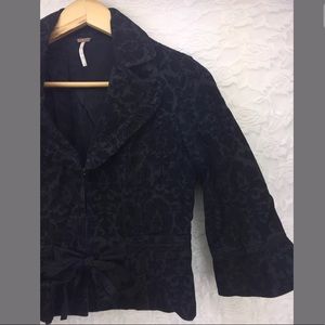 Free PeopleBlack Corduroy Floral Jacket